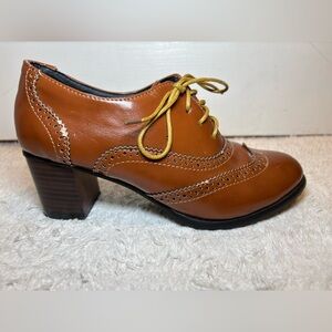 Oxford Brown Heel Shoe